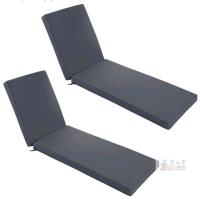 NEW Set of 2 Outdoor Chaise Lounge Cushions &ndash; Dark Gray, Zipper Cover, Foam Filling