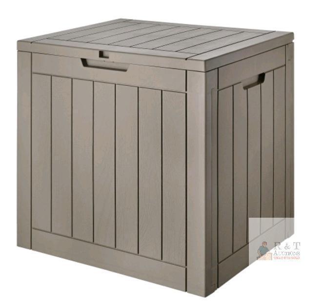 NEW Grey Outdoor Storage Deck Box 71 Gal, 22"x17"x21", Lockable, Weather-Resistant, Poly Resin, China