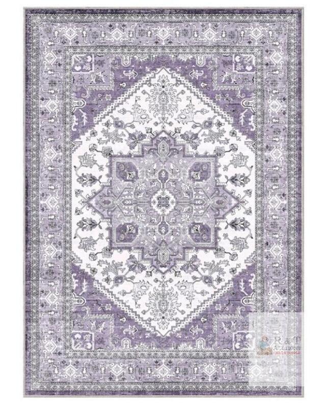 NEW Traditional Medallion Area Rug, 4'x6', Purple/White/Gray, Polypropylene, Rectangle