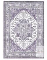 NEW Traditional Medallion Area Rug, 4'x6', Purple/White/Gray, Polypropylene, Rectangle