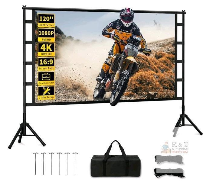 NEW Sainyer 120-inch 16:9 Portable Projector Screen with Stand, 4K Ultra HD Compatible