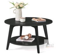 NEW VASAGLE MAEZO Charcoal Gray Round 2-Tier Coffee Table 31.5"x17.7", Model ULCT243B22V1