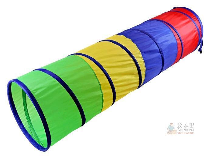 NEW Multicolored Collapsible Kids / Dog Crawl Tunnel with Carry Case, 6 ft x 18 in, Polyester Fabric