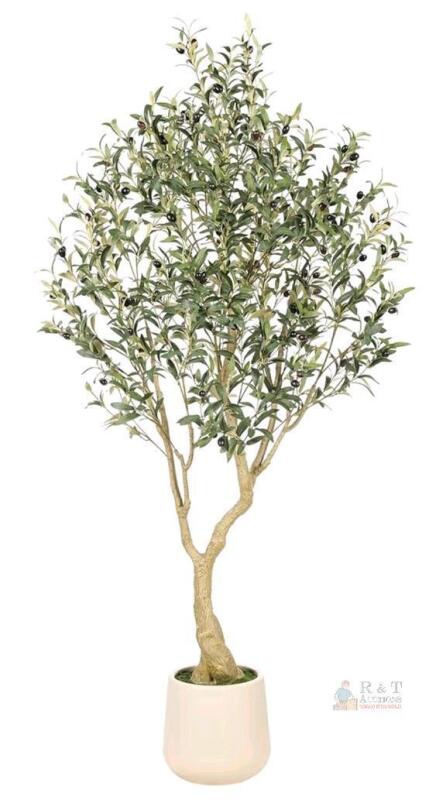 NEW ReaLead 6ft Artificial Olive Tree with Planter, UV-Resistant, Realistic Silk Foliage