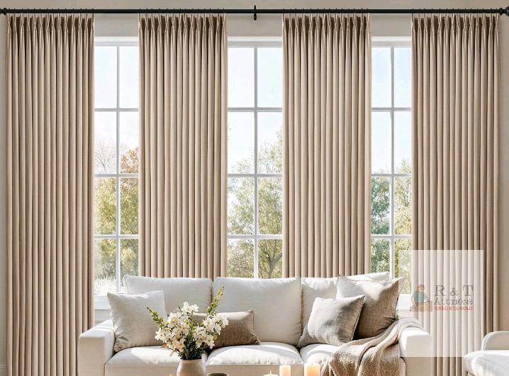NEW MIULEE Pinch Pleated Beige Curtains, 40"x84", 3-in-1 Hanging, Room Darkening, 4 Panels, Hooks Included