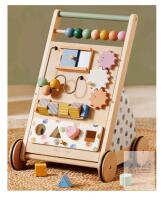 NEW Tiny Land Versatile Natural Wooden Baby Walker with Activity Center and Adjustable Speed