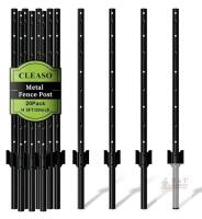 NEW CLEASO Metal Fence Posts 5ft (59in), 20 Pack, Steel U-Post, Black, Powder Coated, Anchored