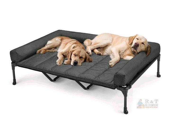 NEW Veehoo XXL Elevated Dog Bed with Removable Bolster Mat, 59" x 37.5" x 9", Black