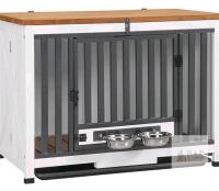NEW Folding Wooden Pet Crate 33.3"x20"x24" w/ Metal Bars, Bowls, Indoor Kennel AIR100