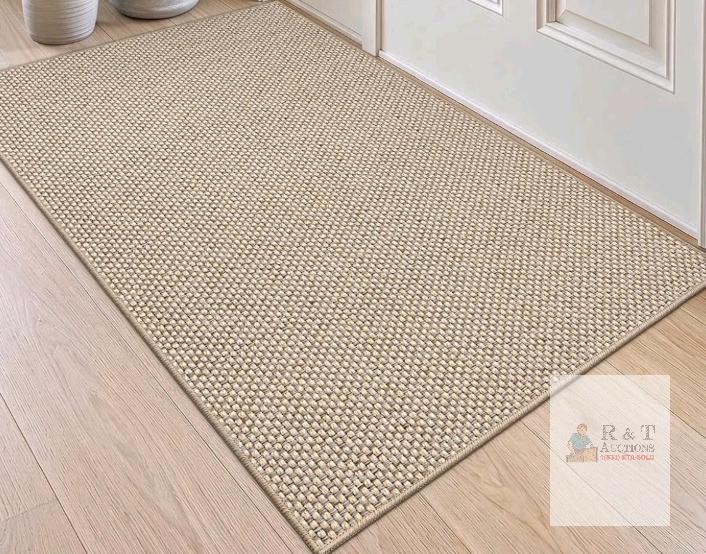 NEW DEXI 32"x48" Beige Basketweave Area Rug &ndash; Non-Slip, Pet-Friendly, Machine Washable Entry Mat