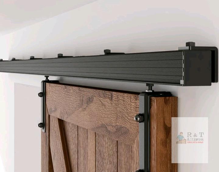 NEW Sliding Barn Door Hardware Kit, Black Powder-Coated Steel, 6-8 ft Rail, Supports Doors up to 36" Wide and 220 lbs