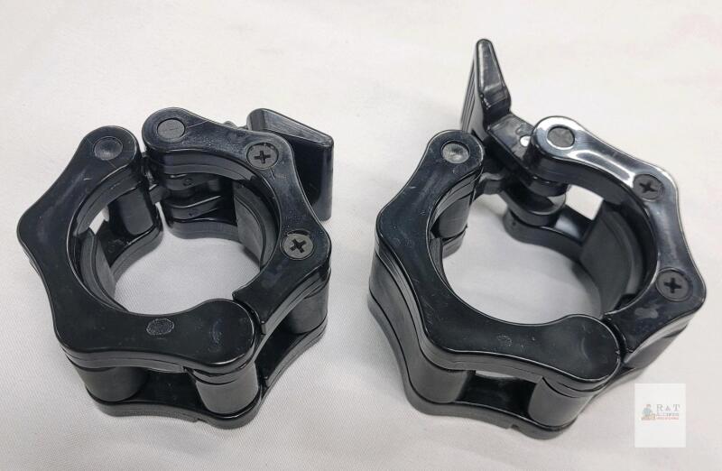 new Clout Fitness Olympic Barbell Clamps Collars, Black, Quick-Release, Fits 2-Inch Bars