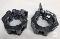 new Clout Fitness Olympic Barbell Clamps Collars, Black, Quick-Release, Fits 2-Inch Bars