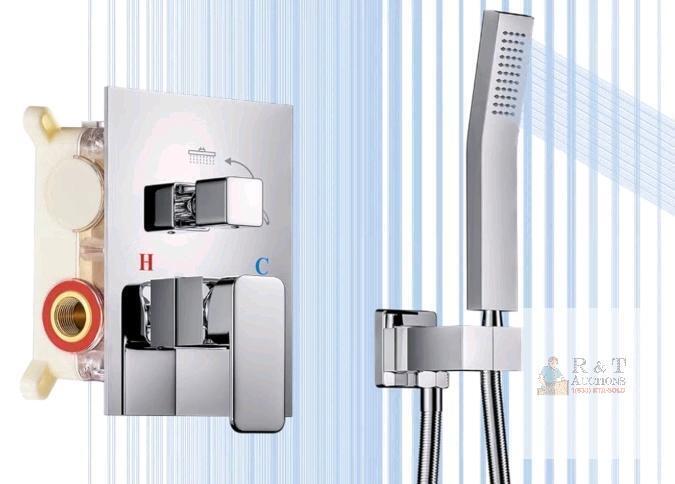 NEW Single-Handle 2-Function Brass Shower Valve Set with Handheld, Ceramic Valve, Polished Chrome