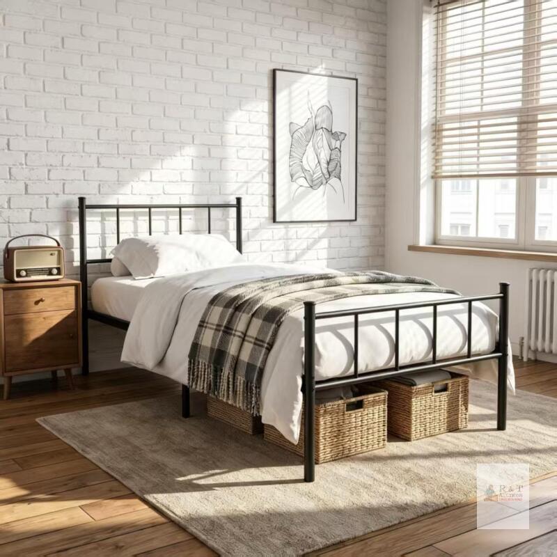 NEW SEE DESC Twin Metal Bed Frame, Model 8501, 12&rdquo; Clearance, Headboard & Footboard, Black,