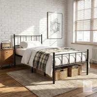 NEW SEE DESC Twin Metal Bed Frame, Model 8501, 12&rdquo; Clearance, Headboard & Footboard, Black,