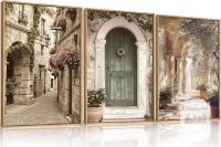 NEW Mediterranean 3-Piece Framed Canvas Wall Art Set &ndash; 16" x 12" Each