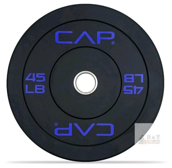new CAP 45 LB Olympic Bumper Plate, 17.9" Diameter, 2.68" Thick, Black, Single Plate