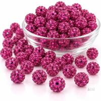 NEW 100x 10mm Purple Rhinestone Clay Beads, Craft/Jewelry Making, Round, Acrylic, Model s24072400ux0100