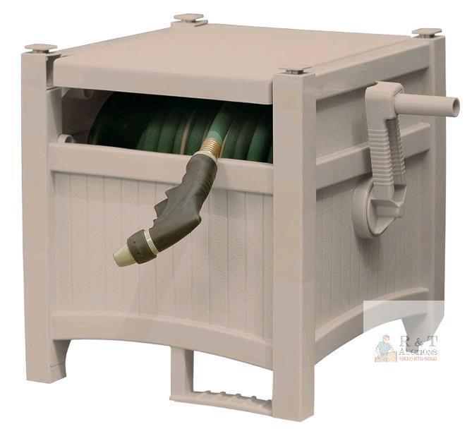 NEW Suncast Hose Hideaway PHH100, 100 ft. Capacity, Durable Resin Construction, Beige/Tan