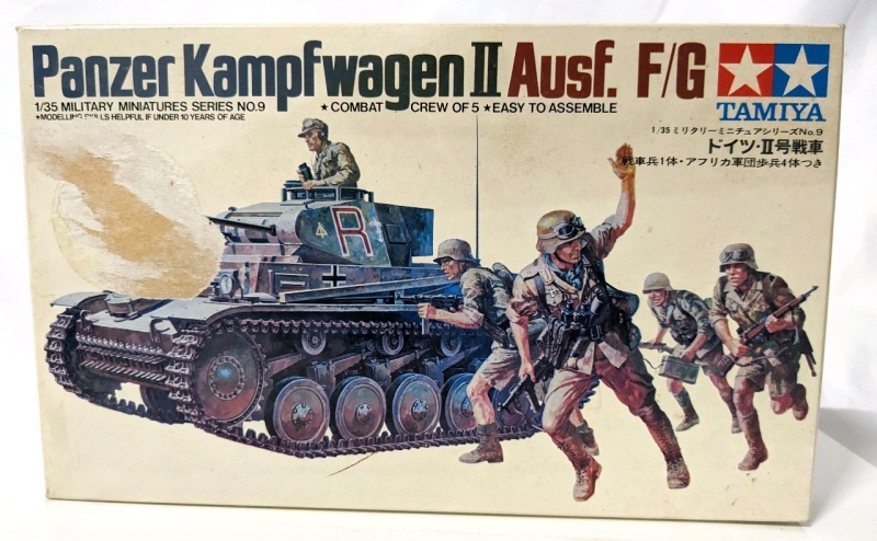 Vintage TAMIYA Panzer Kampfwagen II Ausf. F/G 1/35 Scale Military Miniatures Series No 9, Scale Model Kit.