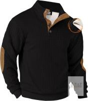 New Size L VOGSTART Men's Stand Collar Sweatshirt Retro Fleece 1/4 Button Pullover