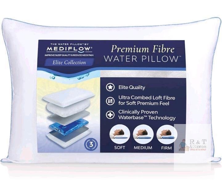 NEW Mediflow Elite Water Pillow &ndash; Adjustable Firmness, 20"x28", 300TC Cotton Cover