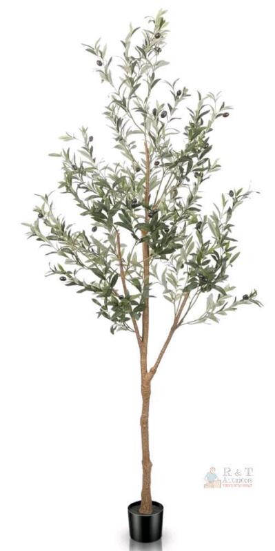 NEW LVerse 6 ft Artificial Olive Tree, 26 in Wide, Black Pot,