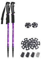 NEW TheFitLife Telescopic Trekking Poles, Adjustable 25.6&ndash;51.2in, Aluminum 7075, Purple, w/ Accessories