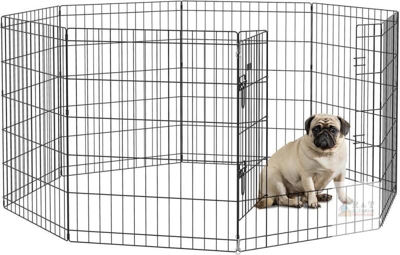 NEW PawHut by Aosom 8-Panel Metal Pet Playpen, Folding Exercise Fence, 24"x29.9", Black, D06-020V01BK