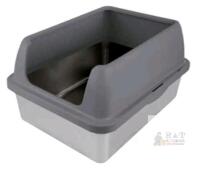 NEW Open-Top Cat Litter Box, High-Sided, Light/Dark Gray, Plastic, 22x16x6.5 in, Medium/Large Cats