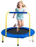 NEW VEVOR 36" Mini Trampoline with Handlebar, 130 lbs Capacity, Foldable, 28 Bands, Blue/Yellow