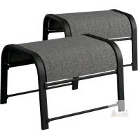 NEW Bylring Outdoor Patio Ottoman Set of 2, Black Metal Frame, Textilene Fabric Seat, 300 lbs Capacity