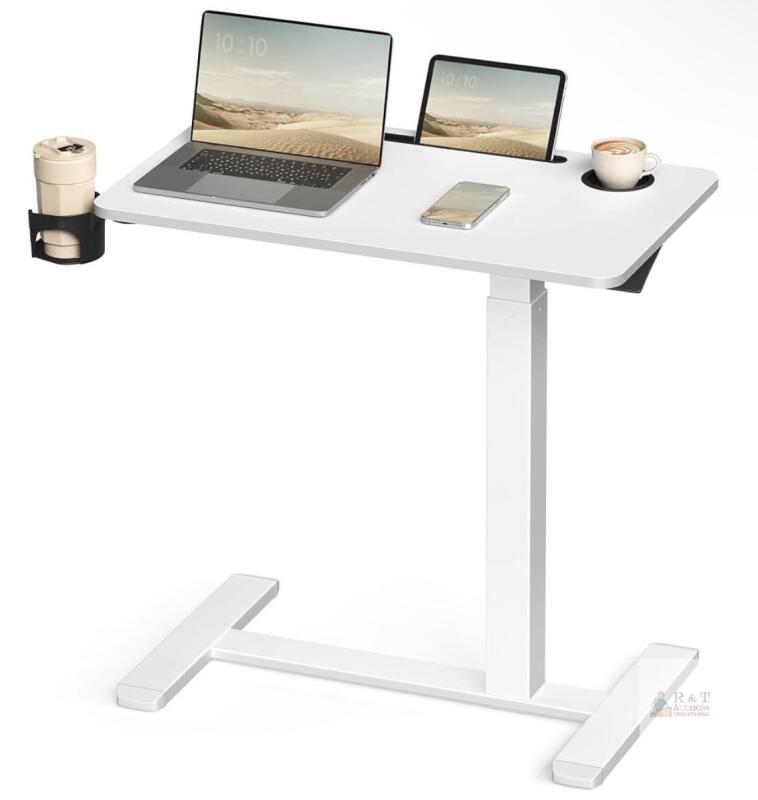 NEW VASAGLE Mobile Standing Desk, Adjustable Height 25.6"&ndash;40.2", 27.6" x 15.7" Top, Cloud White