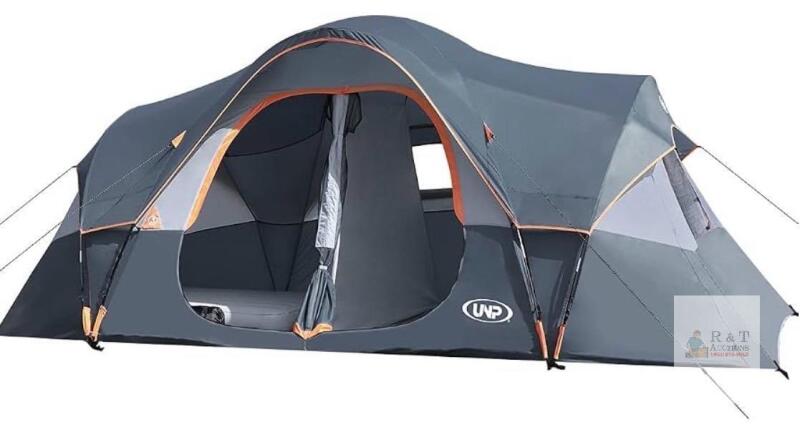 NEW UNP 10-Person Camping Tent, 18x9 ft, 2 Rooms, 5 Windows, Waterproof, Easy Setup