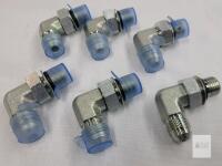Hydraulic 90-degree Steel Elbow Fitting, 9/16" ORB x 9/16" JIC, Qty 6, Zinc-Plated