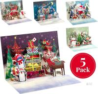New Rileys and Co. Set of 5 Pop-Up Christmas Cards with Envelopes, 5 Designs