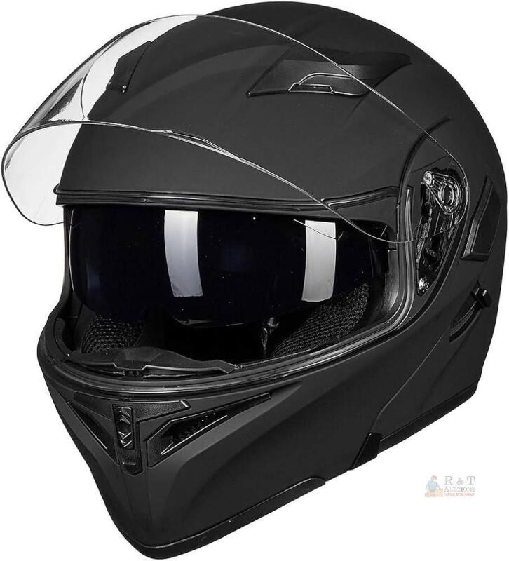 NEW ILM-902 Full Face Motorcycle Helmet, Size M, Matte Black, Dual Visor, DOT Certified