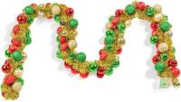 GOVIRAYE 6FT Ornament Ball Garland &ndash; Red, Green & Gold Shatterproof Christmas Garland for Tree, Mantel & Holiday Decor