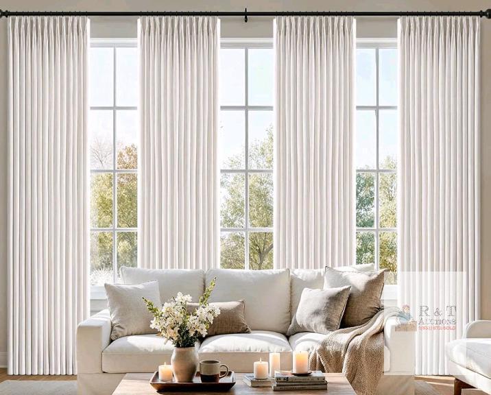 NEW MIULEE Pinch Pleated Linen Blend Curtains, 40" W x 96" L, 4 Panels, 100% Blackout, White/Cream