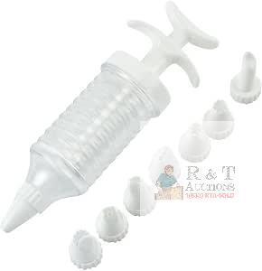 New Pipe Nozzles with Syringe, 8Pcs Plastic Cream Baking Piping Nozzle Dispenser Icing Pastry Tips Tube Decoration Too