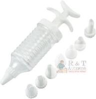New Pipe Nozzles with Syringe, 8Pcs Plastic Cream Baking Piping Nozzle Dispenser Icing Pastry Tips Tube Decoration Too