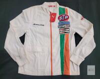 VINTAGE NEVER WORN Puma Richard Petty STP Racing Jacket, Medium, White with Orange and Green Stripes