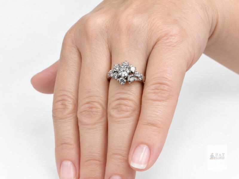 New Super Shining Women Fashion Ring Exquisite CopperColor Inlaid Round Flower Stones Size 9