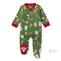 New Size Newborn Burt's Bees Pajamas - Holiday Cookies - Dark Jade
