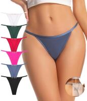 New Size XL 6 Pack G-String Thongs for Women Sexy T-Back Tangas Low Rise Hipsters Seamless Underwear for Ladies