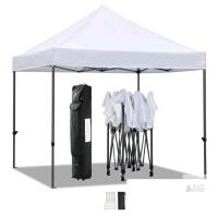 10x10 ft Pop-up Canopy Tent, White Canopy, Black Frame, Adjustable Heights, Carry Bag Included