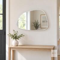 NEW Irregular Shaped Wall Mirror with White Frame and Mounting Hardware