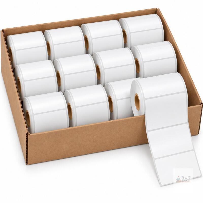 NEW Uline S-7998 4" x 3" Thermal Transfer Labels, Retail $200+ 500/Roll, Case of 12 &ndash; Ribbon Required