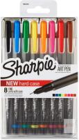 Sharpie Art Pens, Fine Point, Assorted Colors, Hard Case, 8 Pack